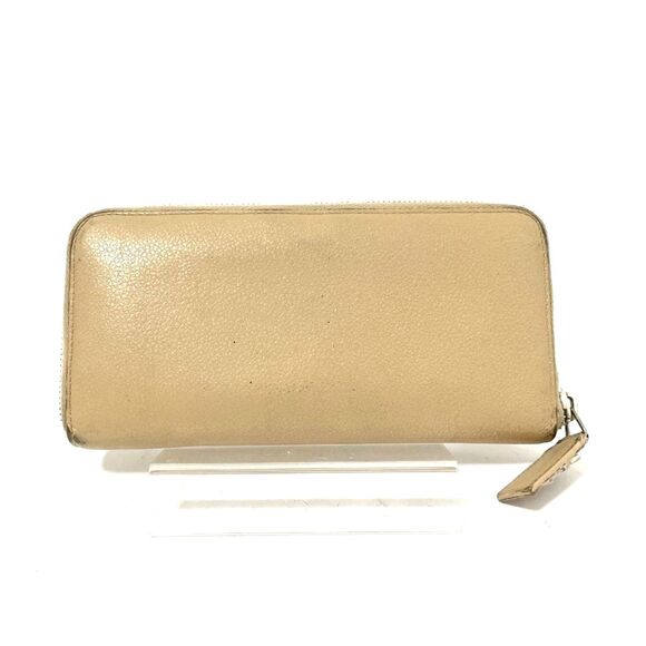 Saint Laurent (Authentic) Nude Beige Leather YSL Zippy Long Wallet w/ Box, VGUC - Picture 4 of 14